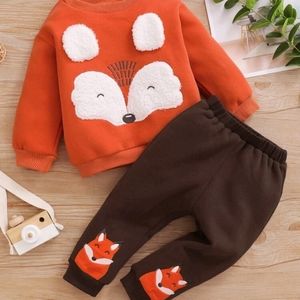 Baby fox 3D pattern Pullover and sweatpants